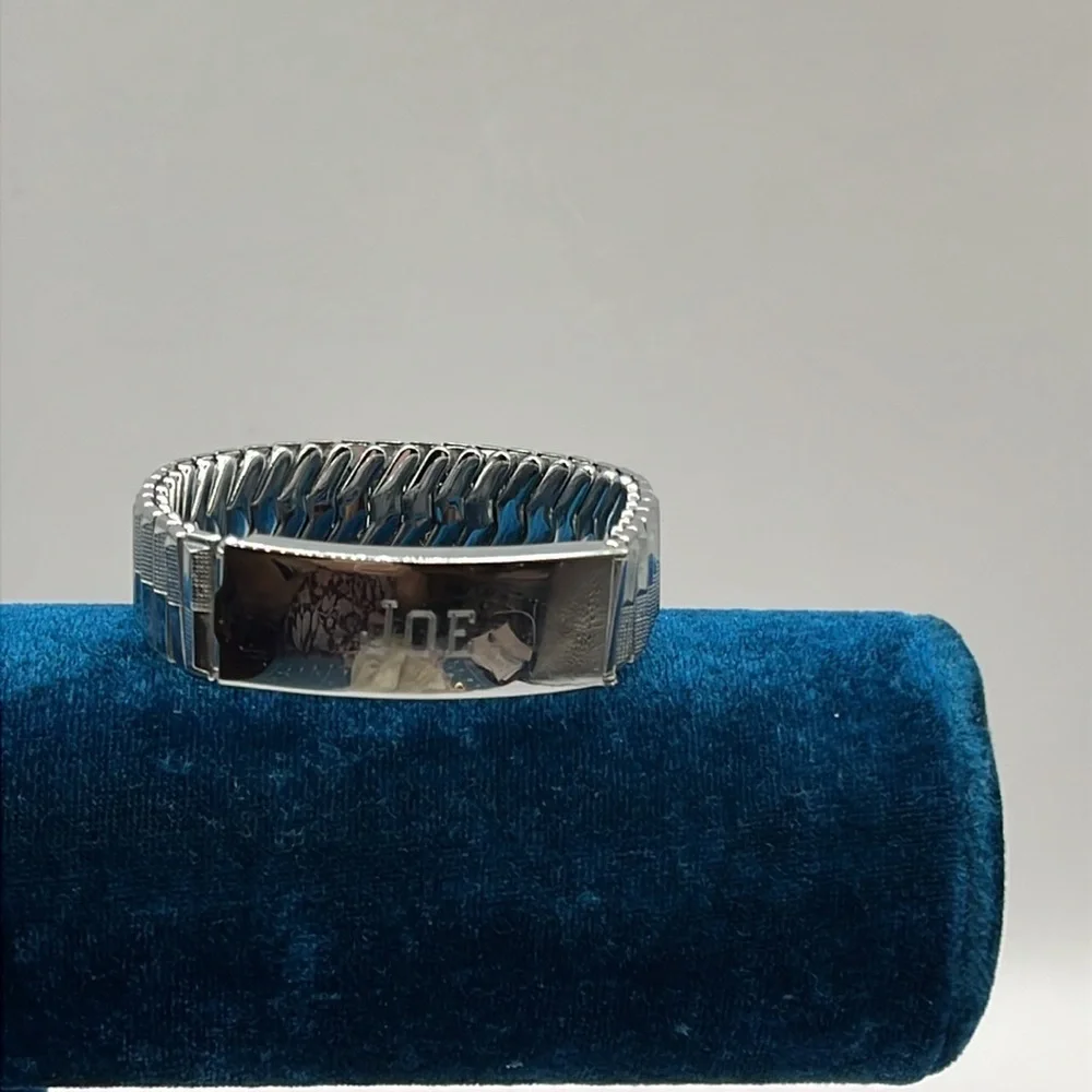 Vintage Silver Men's According Expandable Bracelet Monogram Joe  70s
